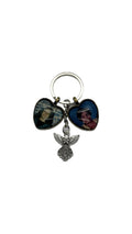 Two Heart Pendant Keyring With Guardian Angel