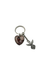 Heart Pendant Keyring With Guardian Angel