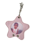 Pink Leather Star Keychain