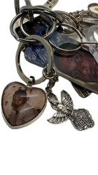 Heart Pendant Keyring With Guardian Angel